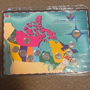 Royal Canadian Mint Canada 125 Commemorative Coin Set - Colorful Map Display